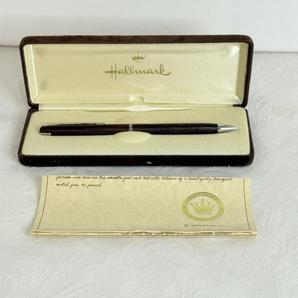 Vintage Hallmark CORDIA WOODEN Mechanical Pencil Orignal Box,‎ Paperwork
